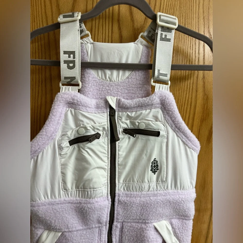 Free People Movement Hit the Slopes High Pile Fleece Snow Bibs Sz Xs - Picture 9 of 16